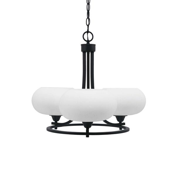 Paramount Matte Black Three-Light Chandelier with 10-Inch White Muslin Glass, image 1