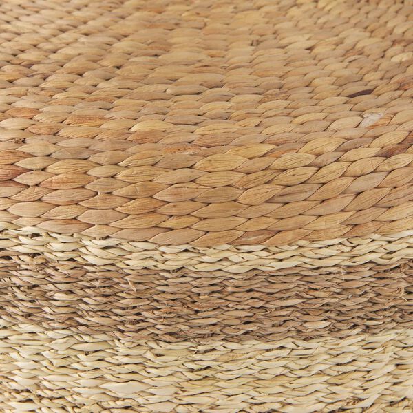 Maya Light Brown Striped Seagrass Round Pouf, image 4