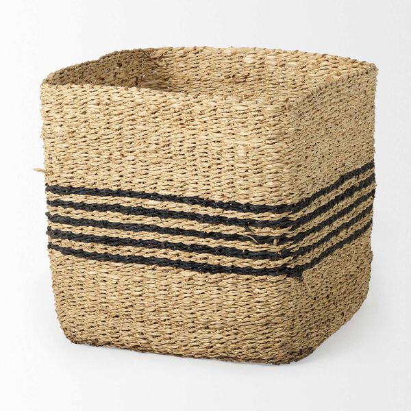 Cullen Brown and Black Twisted Seagrass Square Basket, Set of 3, image 3