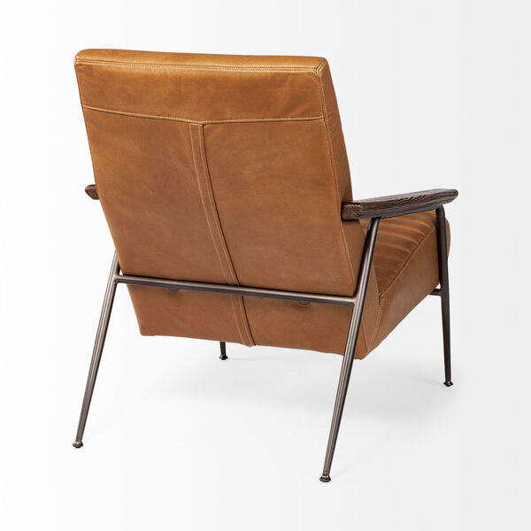 Grosjean Brown Leather Wrapped Arm Chair, image 6