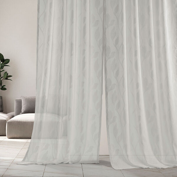 White Vine Patterned Faux Linen Single Panel Curtain 50 x 84, image 3