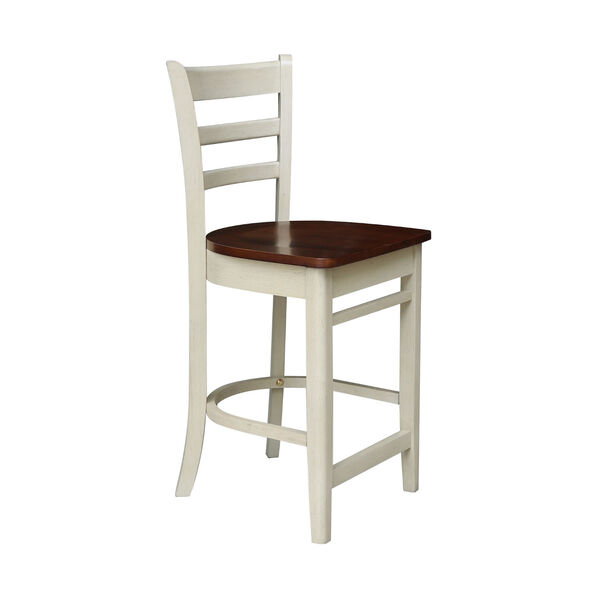 Emily Antiqued Almond and Espresso Counter Stool, image 4