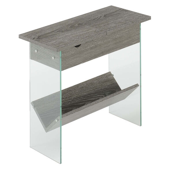 SoHo Weathered Gray Electric Flip Top End Table, image 1