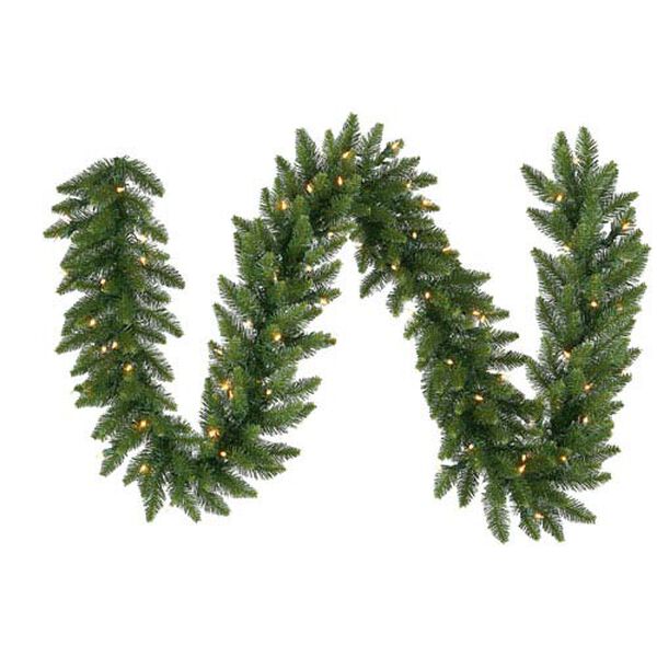 Camdon Fir 9-Foot Garland w/90 Frosted Warm White Wide Angle LED Lights and 260 Tips, image 1