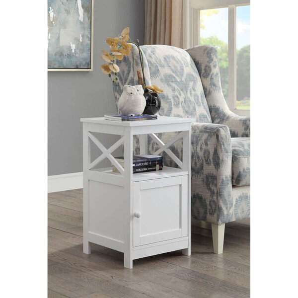 Oxford White End Table with Cabinet, image 1