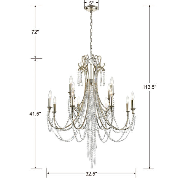 Arcadia Antique Silver 12-Light Chandeliers, image 5