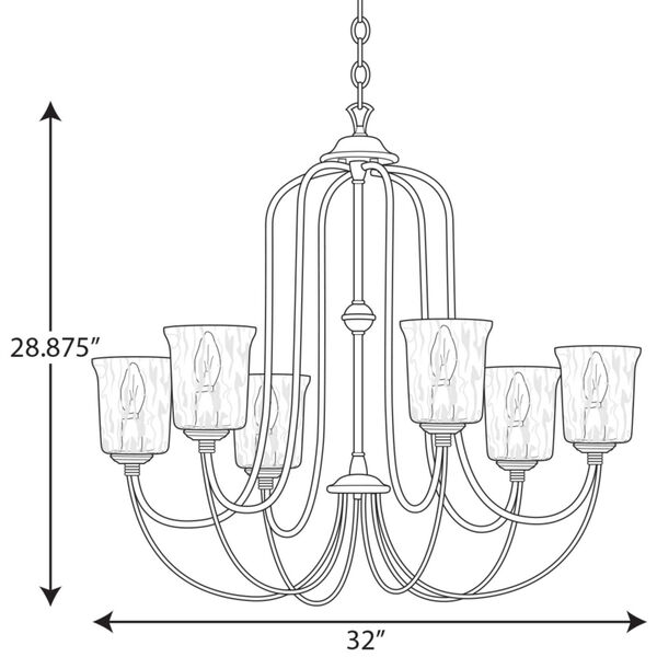 Bowman Cottage White 32-Inch Six-Light Chandelier, image 6