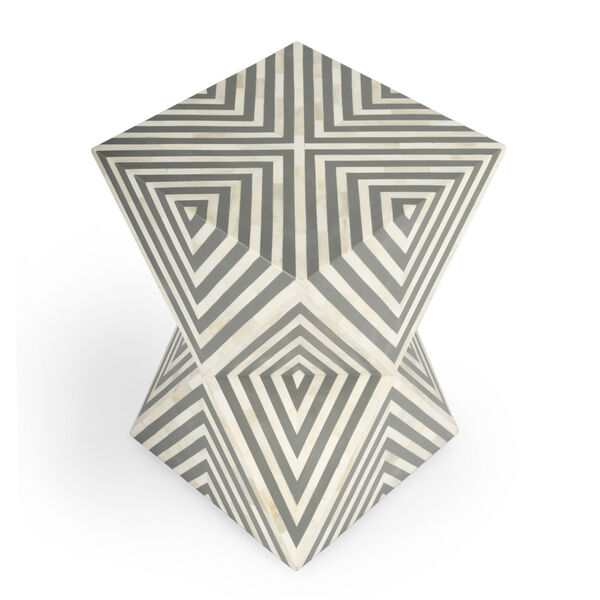 Anais Gray and White Bone Inlay End Table, image 4