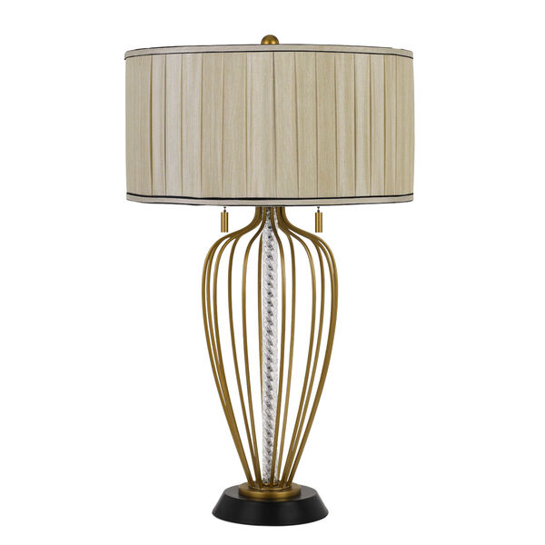 LaVal Antique Brass and Black Two-Light Table lamp, image 1