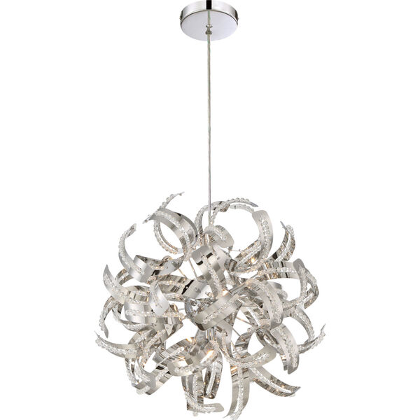 Ribbons Crystal Chrome 17-Inch Five-Light Pendant, image 4