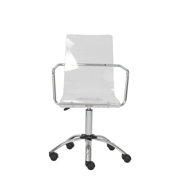 Chloe Clear 21-Inch Office Chair with Chromed Steel Base, image 5