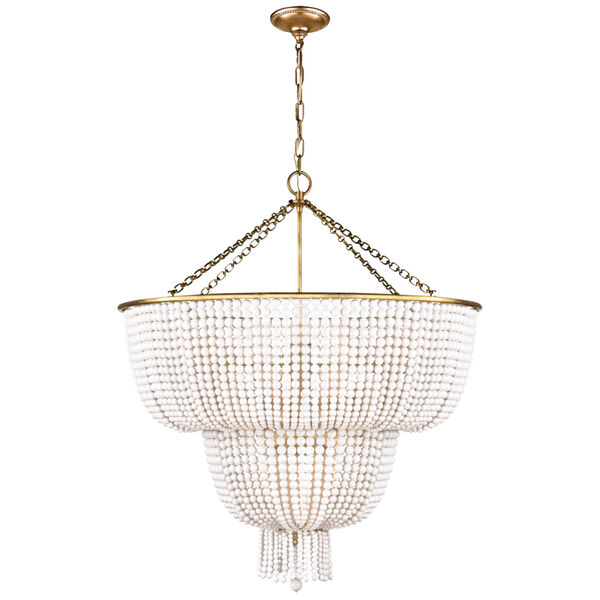 Jacqueline Two-Tier Chandelier in Hand-Rubbed Antique Brass with White Acrylic by AERIN, image 1