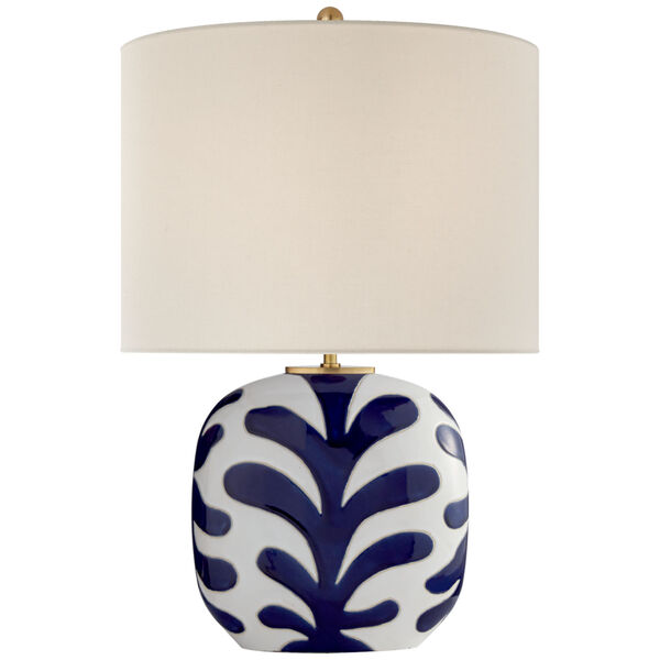 Parkwood Medium Table Lamp in New White and Cobalt with Linen Shade by kate spade new york, image 1