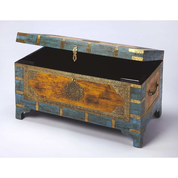 Nador Painted Brass Inlay Storage Trunk, image 3