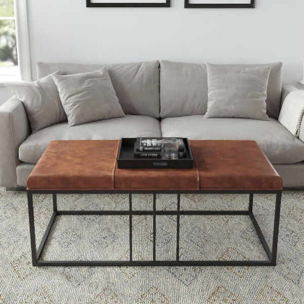Riley Black and Brown Faux Leather Entry Table, image 4