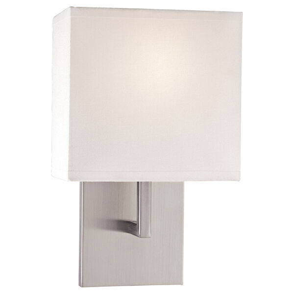 Sconces Brushed Nickel One-Light Wall Sconce with White Fabric Shade, image 1