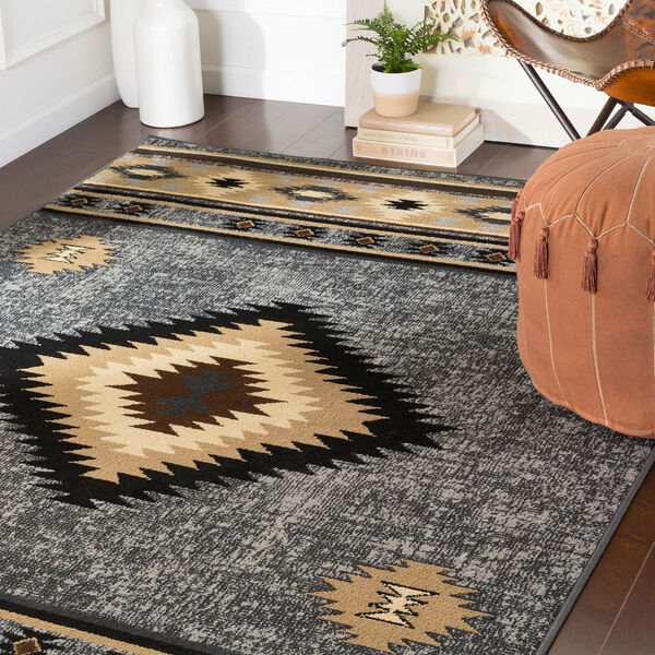 Paramount Charcoal and Tan Rectangular: 6 Ft. 7 In. x 9 Ft. 6 In. Rug, image 2