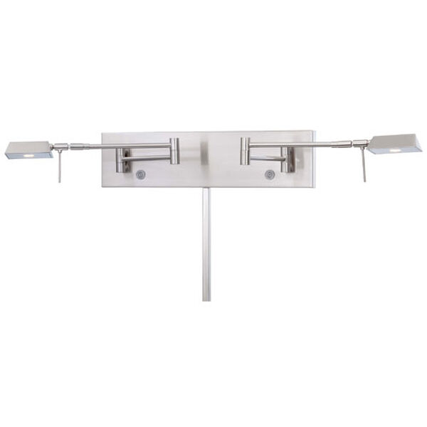 Brushed Nickel Two Light LED Swing Arm wall Lamp, image 1