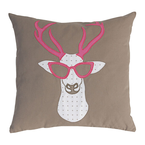 Brown And Pink Deer With Sunglass Pillow, image 1