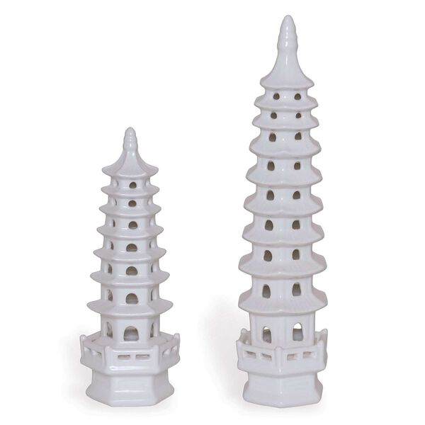 Pagoda White 18-Inch Decorative Object, Set of Two, image 4