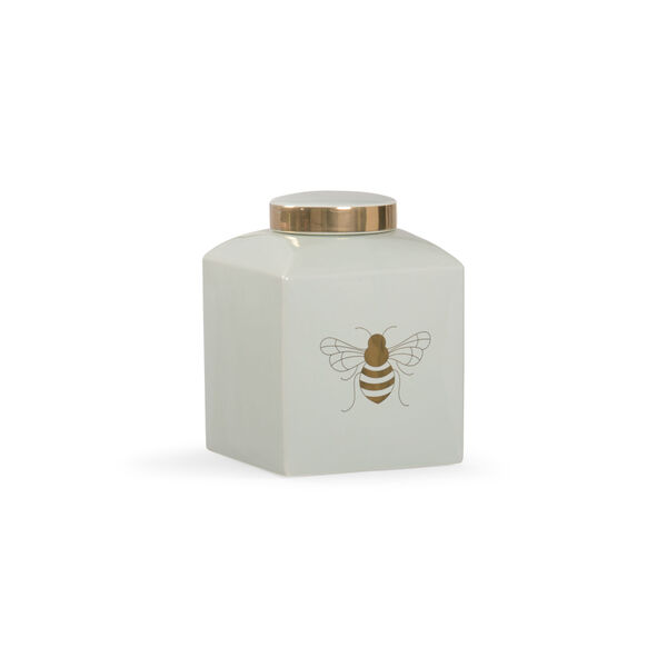 Shayla Copas Mint Glaze and Metallic Gold Bee Gracious Ginger Jar, image 1