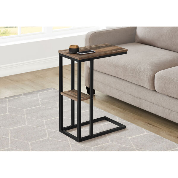 Brown and Black End Table with Shelf, image 2