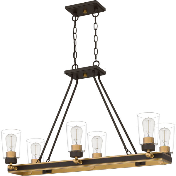 Atwood Old Bronze and Brass Six-Light Island Chandelier, image 3