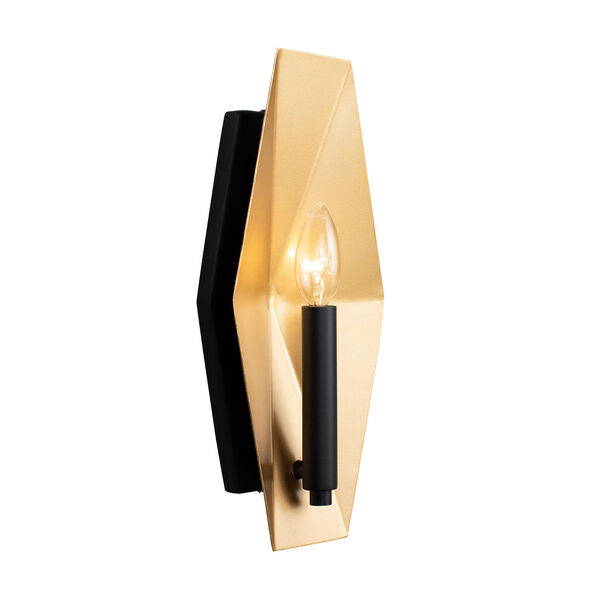 Malone Matte Black and French Gold One-Light Wall Sconce, image 2