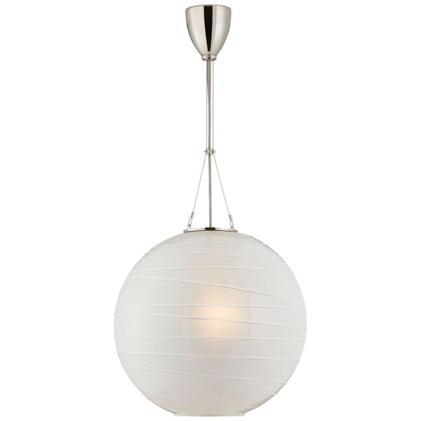 Hailey Medium Round Pendant in Polished Nickel with Frosted Glass by Alexa Hampton, image 1