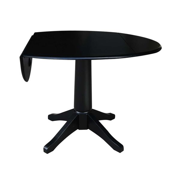 Black 30-Inch High Round Dual Drop Leaf Pedestal Dining Table, image 2