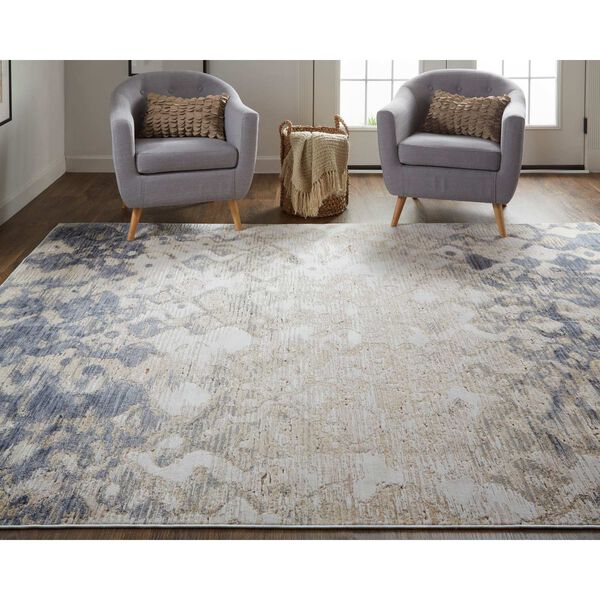 Laina Industrial Gradient Ombre Tan Ivory Blue Area Rug, image 4