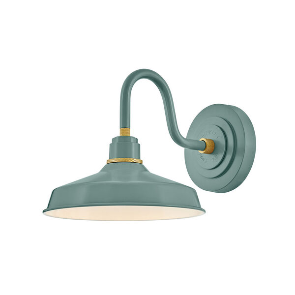 Foundry Classic Sage Green and Brass One-Light Small Gooseneck Barn Light, image 1