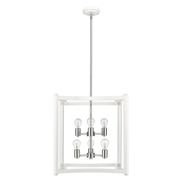 Coyle White with Polished Nickel Cluster Six-Light Pendant, image 2