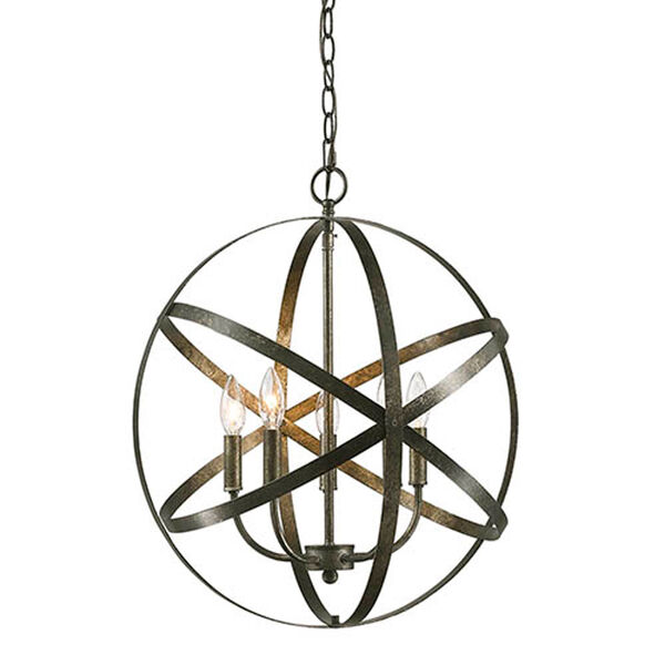 Antique Silver Five-Light Globe Pendant, image 1