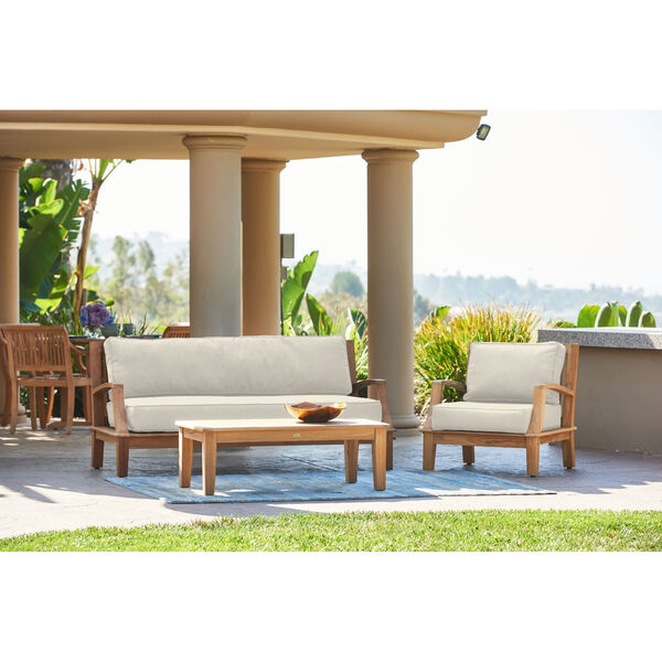 Grande Natural Teak Outdoor Sofa with Sunbrella Canvas Cushion, image 3