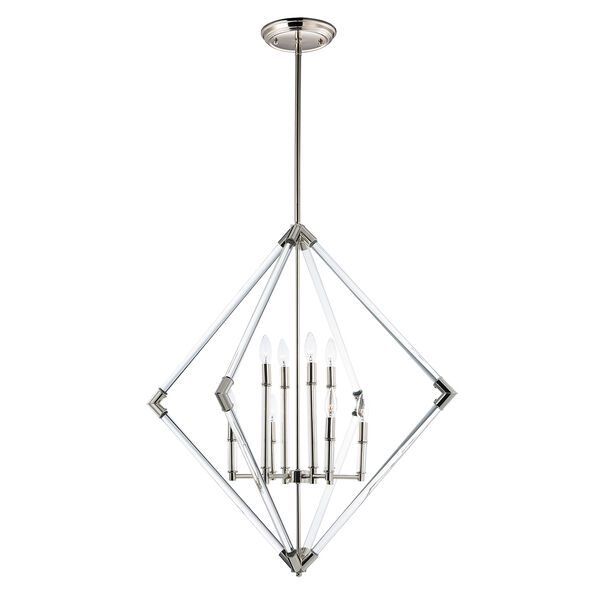 Lucent Polished Nickel 35-Inch Eight-Light Pendant, image 1