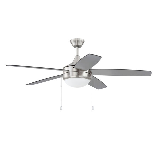 Phaze Brushed Polished Nickel 52-Inch Five-Blade Two-Light Ceiling Fan with Graywood Blade, image 1