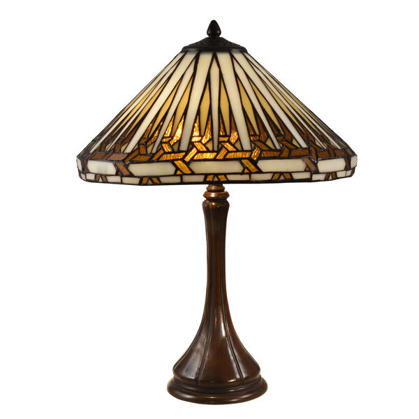 Antique Bronze Almeda Two-Light Tiffany Table Lamp, image 1