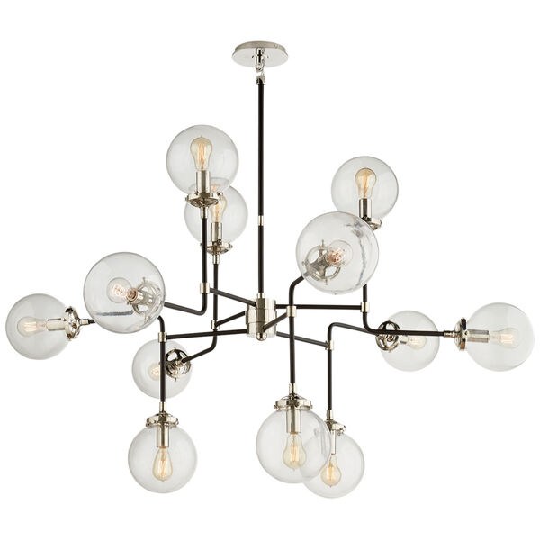 Bistro Medium Chandelier in Polished Nickel with Clear Glass by Ian K. Fowler, image 1