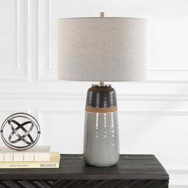 Coen Warm Gray Aged Black Brushed Nickel One-Light Table Lamp, image 1