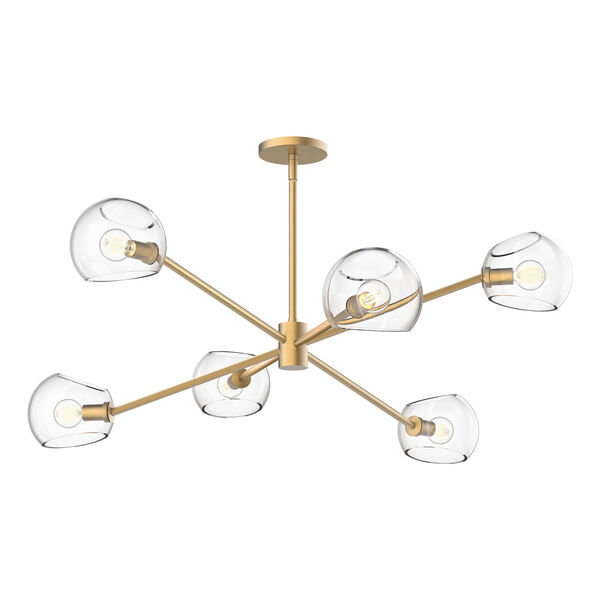 Willow Brushed Gold Six-Light Chandelier with Clear Glass, image 1