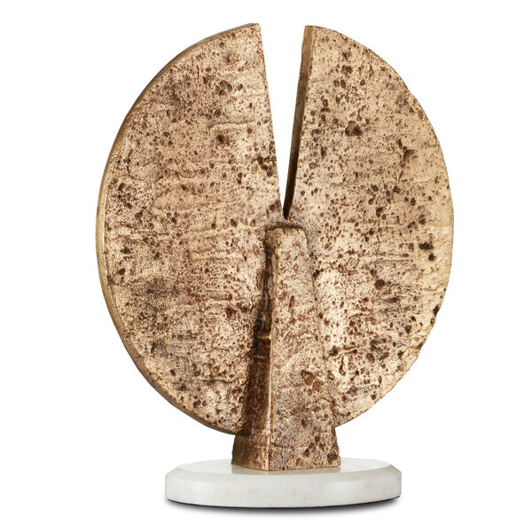 Dany Aged Brass and White 17-Inch Disc on Marble Base, image 2