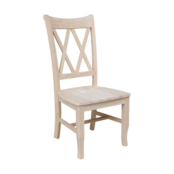 Set of Two Unfinished Wood Double X-Back Chairs, image 5