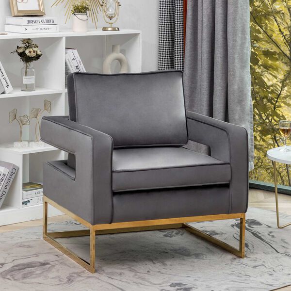 Gray Chair with Gold Frame, image 1