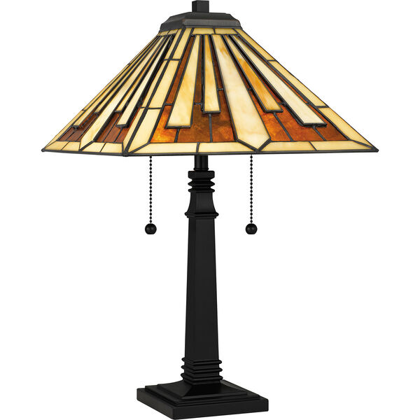 Hathaway Matte Black Two-Light Tiffany Table Lamp, image 1