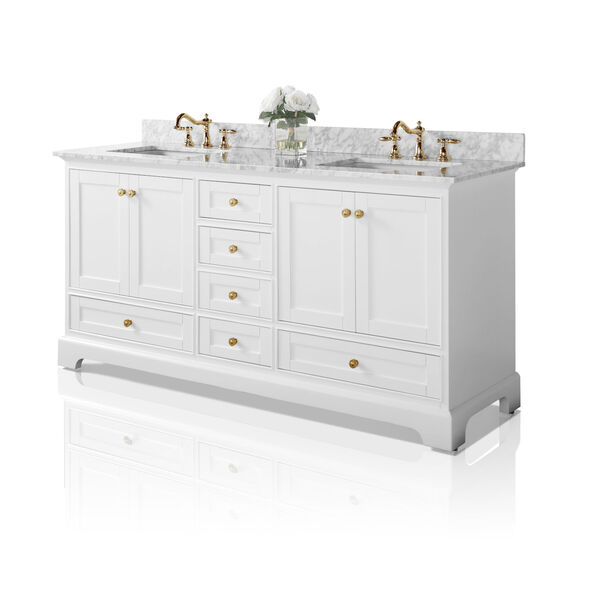 Audrey White 72-Inch Vanity Console with Gold Hardware, image 1