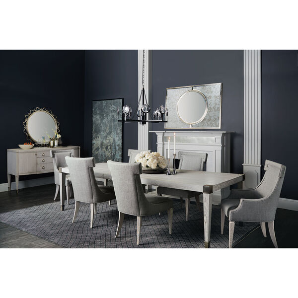 Domaine Blanc Dove White and Tarnished Nickel 89-Inch Dining Table, image 5