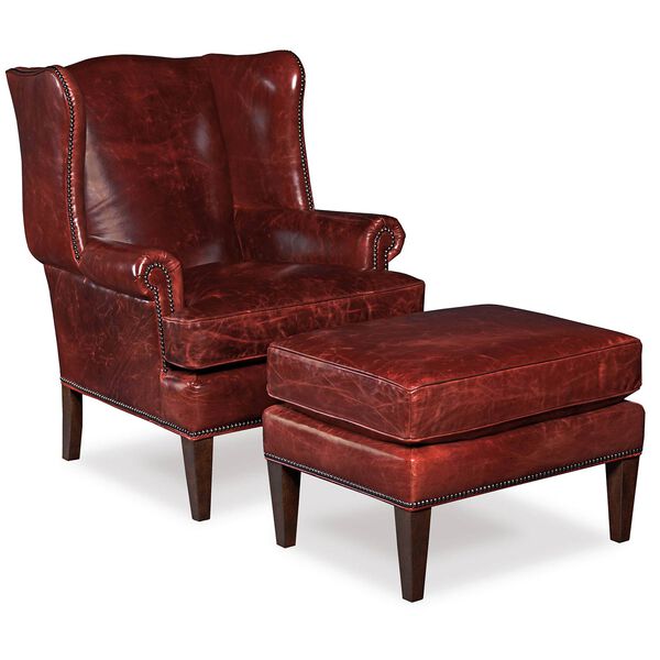 Blakeley Red Leather Club Chair, image 1