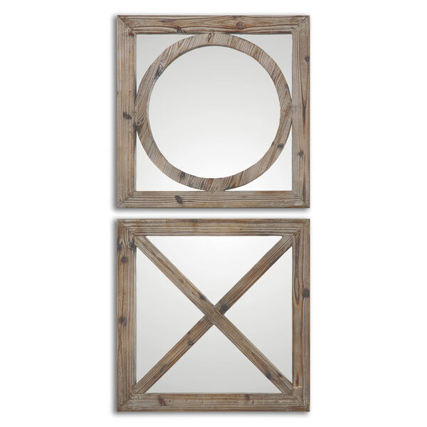 Baci E Abbracci Light Gray Solid Wood Square Mirror, Set of 2, image 1