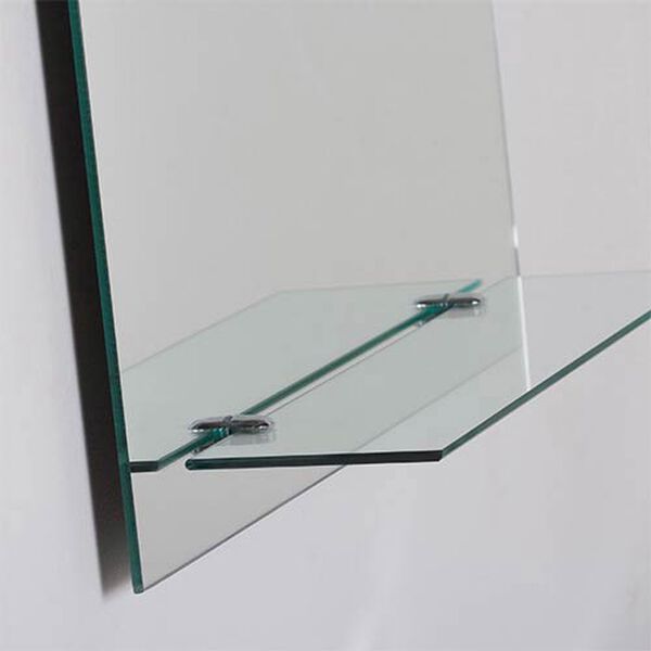 Roland Crowned Top Frameless Wall Mirror with Shelf, image 2